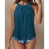imageSUUKSESS Women Tummy Control Tankini Bathing Suit Ruffle High Waisted Swimsuit60 Blue Floral
