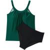 imageSUUKSESS Women Tummy Control Tankini Bathing Suit Ruffle High Waisted Swimsuit60 Green Black