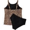 imageSUUKSESS Women Tummy Control Tankini Bathing Suit Ruffle High Waisted Swimsuit60 Leopard