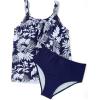 imageSUUKSESS Women Tummy Control Tankini Bathing Suit Ruffle High Waisted Swimsuit60 Navy Blue Floral