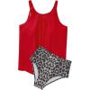 imageSUUKSESS Women Tummy Control Tankini Bathing Suit Ruffle High Waisted Swimsuit60 Red Leopard