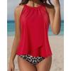 imageSUUKSESS Women Tummy Control Tankini Bathing Suit Ruffle High Waisted Swimsuit60 Red Leopard