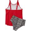 imageSUUKSESS Women Tummy Control Tankini Bathing Suit Ruffle High Waisted Swimsuit60 Red Leopard