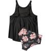 imageSUUKSESS Women Tummy Control Tankini Bathing Suit Ruffle High Waisted Swimsuit60 Retro Floral Black