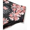 imageSUUKSESS Women Tummy Control Tankini Bathing Suit Ruffle High Waisted Swimsuit60 Retro Floral Black
