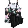 imageSUUKSESS Women Tummy Control Tankini Bathing Suit Ruffle High Waisted Swimsuit60 Tropical Floral Black