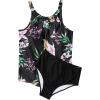 imageSUUKSESS Women Tummy Control Tankini Bathing Suit Ruffle High Waisted Swimsuit60 Tropical Floral Black