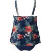 imageSUUKSESS Women Tummy Control Tankini Bathing Suit Ruffle High Waisted Swimsuit60 Tropical Floral Navy Blue
