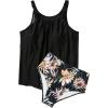 imageSUUKSESS Women Tummy Control Tankini Bathing Suit Ruffle High Waisted Swimsuit60 Vintage Black Floral