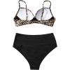 imageSUUKSESS Women Twist High Waisted Bikini Sexy Push Up Two Piece Swimsuits1 Black Leopard