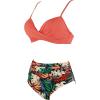 imageSUUKSESS Women Twist High Waisted Bikini Sexy Push Up Two Piece Swimsuits1 Coral Pink Leaf