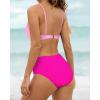 imageSUUKSESS Women Twist High Waisted Bikini Sexy Push Up Two Piece Swimsuits1 Pink Color Block