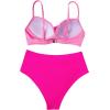 imageSUUKSESS Women Twist High Waisted Bikini Sexy Push Up Two Piece Swimsuits1 Pink Color Block