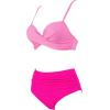 imageSUUKSESS Women Twist High Waisted Bikini Sexy Push Up Two Piece Swimsuits1 Pink Color Block