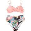 imageSUUKSESS Women Twist High Waisted Bikini Sexy Push Up Two Piece Swimsuits1 Pink Floral