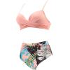imageSUUKSESS Women Twist High Waisted Bikini Sexy Push Up Two Piece Swimsuits1 Pink Floral