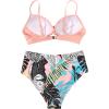 imageSUUKSESS Women Twist High Waisted Bikini Sexy Push Up Two Piece Swimsuits1 Pink Floral