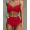 imageSUUKSESS Women Twist High Waisted Bikini Sexy Push Up Two Piece Swimsuits1 Red