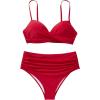 imageSUUKSESS Women Twist High Waisted Bikini Sexy Push Up Two Piece Swimsuits1 Red
