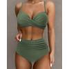 imageSUUKSESS Women Twist High Waisted Bikini Sexy Push Up Two Piece Swimsuits1 Upgrade Army Green