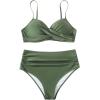 imageSUUKSESS Women Twist High Waisted Bikini Sexy Push Up Two Piece Swimsuits1 Upgrade Army Green