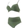imageSUUKSESS Women Twist High Waisted Bikini Sexy Push Up Two Piece Swimsuits1 Upgrade Army Green