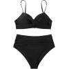 imageSUUKSESS Women Twist High Waisted Bikini Sexy Push Up Two Piece Swimsuits1 Upgrade Black