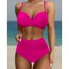 imageSUUKSESS Women Twist High Waisted Bikini Sexy Push Up Two Piece Swimsuits1 Upgrade Hot Pink