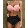imageSUUKSESS Women Twist High Waisted Bikini Sexy Push Up Two Piece Swimsuits1 Upgrade Pink Black