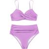 imageSUUKSESS Women Twist High Waisted Bikini Sexy Push Up Two Piece Swimsuits1 Upgrade Purple