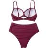 imageSUUKSESS Women Twist High Waisted Bikini Sexy Push Up Two Piece Swimsuits1 Wine Red