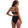imageSUUKSESS Women Twist High Waisted Two Piece Bikini Sets V Cut Push Up Swimsuits83 Black