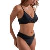 imageSUUKSESS Women Twist High Waisted Two Piece Bikini Sets V Cut Push Up Swimsuits83 Black