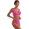 imageSUUKSESS Women Twist High Waisted Two Piece Bikini Sets V Cut Push Up Swimsuits83 Hot Pink