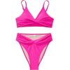 imageSUUKSESS Women Twist High Waisted Two Piece Bikini Sets V Cut Push Up Swimsuits83 Hot Pink