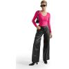 imageSUUKSESS Women V Neck Double Lined Bodysuit Sexy Long Sleeve Thong Bodysuit Shirts01 Hot Pink