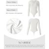 imageSUUKSESS Women V Neck Double Lined Bodysuit Sexy Long Sleeve Thong Bodysuit Shirts01 White