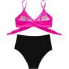 imageSUUKSESS Women Wrap Bikini Set Push Up High Waisted 2 Piece Swimsuits87 Black Pink