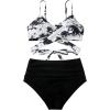 imageSUUKSESS Women Wrap Bikini Set Push Up High Waisted 2 Piece Swimsuits87 Black White Tie Dye