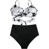 imageSUUKSESS Women Wrap Bikini Set Push Up High Waisted 2 Piece Swimsuits87 Black White Tie Dye