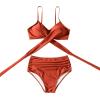 imageSUUKSESS Women Wrap Bikini Set Push Up High Waisted 2 Piece Swimsuits87 Deep Coral Red