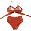 imageSUUKSESS Women Wrap Bikini Set Push Up High Waisted 2 Piece Swimsuits87 Deep Coral Red
