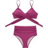 imageSUUKSESS Women Wrap Bikini Set Push Up High Waisted 2 Piece Swimsuits87 Musty Purple