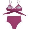 imageSUUKSESS Women Wrap Bikini Set Push Up High Waisted 2 Piece Swimsuits87 Musty Purple