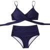 imageSUUKSESS Women Wrap Bikini Set Push Up High Waisted 2 Piece Swimsuits87 Navy Blue