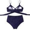 imageSUUKSESS Women Wrap Bikini Set Push Up High Waisted 2 Piece Swimsuits87 Navy Blue