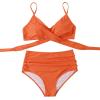 imageSUUKSESS Women Wrap Bikini Set Push Up High Waisted 2 Piece Swimsuits87 Orange