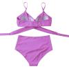 imageSUUKSESS Women Wrap Bikini Set Push Up High Waisted 2 Piece Swimsuits87 Purple