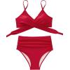imageSUUKSESS Women Wrap Bikini Set Push Up High Waisted 2 Piece Swimsuits87 Red
