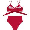 imageSUUKSESS Women Wrap Bikini Set Push Up High Waisted 2 Piece Swimsuits87 Red